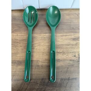 TUPPERWARE Slotted & Serving Spoon, Nylon, Green, 12" #1815 #1814